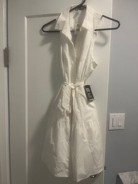 Express White Sleeveless A-Line Dress w/ Belt NWT Size 6